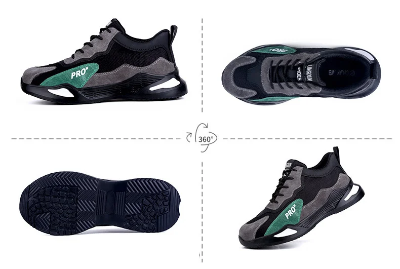 Flying woven labor protection shoes Lightweight anti-skid and wear-resistant safety protective shoes in summer Breathable, anti-