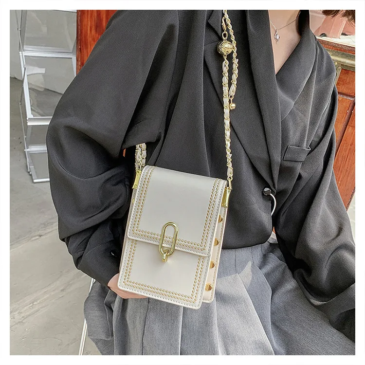 2023 High Quality Fashion New Design Rivet Purses Luxury Ladies Handbag Set Women Genuine Leather Chain Shoulder Bag