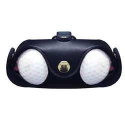 Golf Ball Pouch Tee Holder Belt Waist Bag Made of PU Leather for Golf Sports Accessory Holds 2 Balls