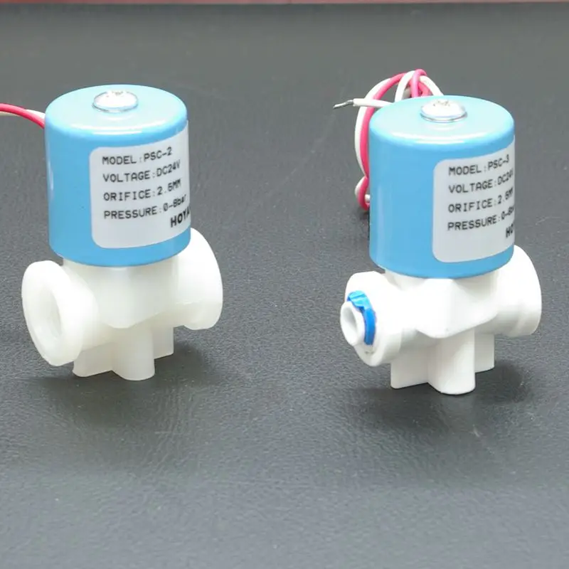 HOYAN 12V 24V  DC 2 way Plastic water  purifier RO machine dispenser mini solenoid valve