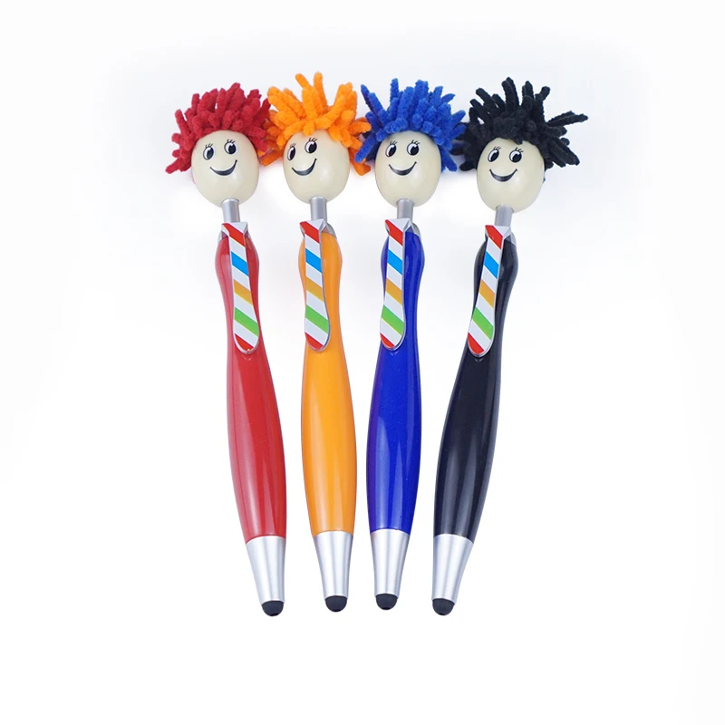 Plastic Doll Head Mop Top Stylus Pen for Promotion