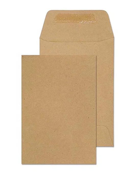 
Customized Small Rectangular Rigid Kraft Paper Money Receipt Envelope with self seal flap 