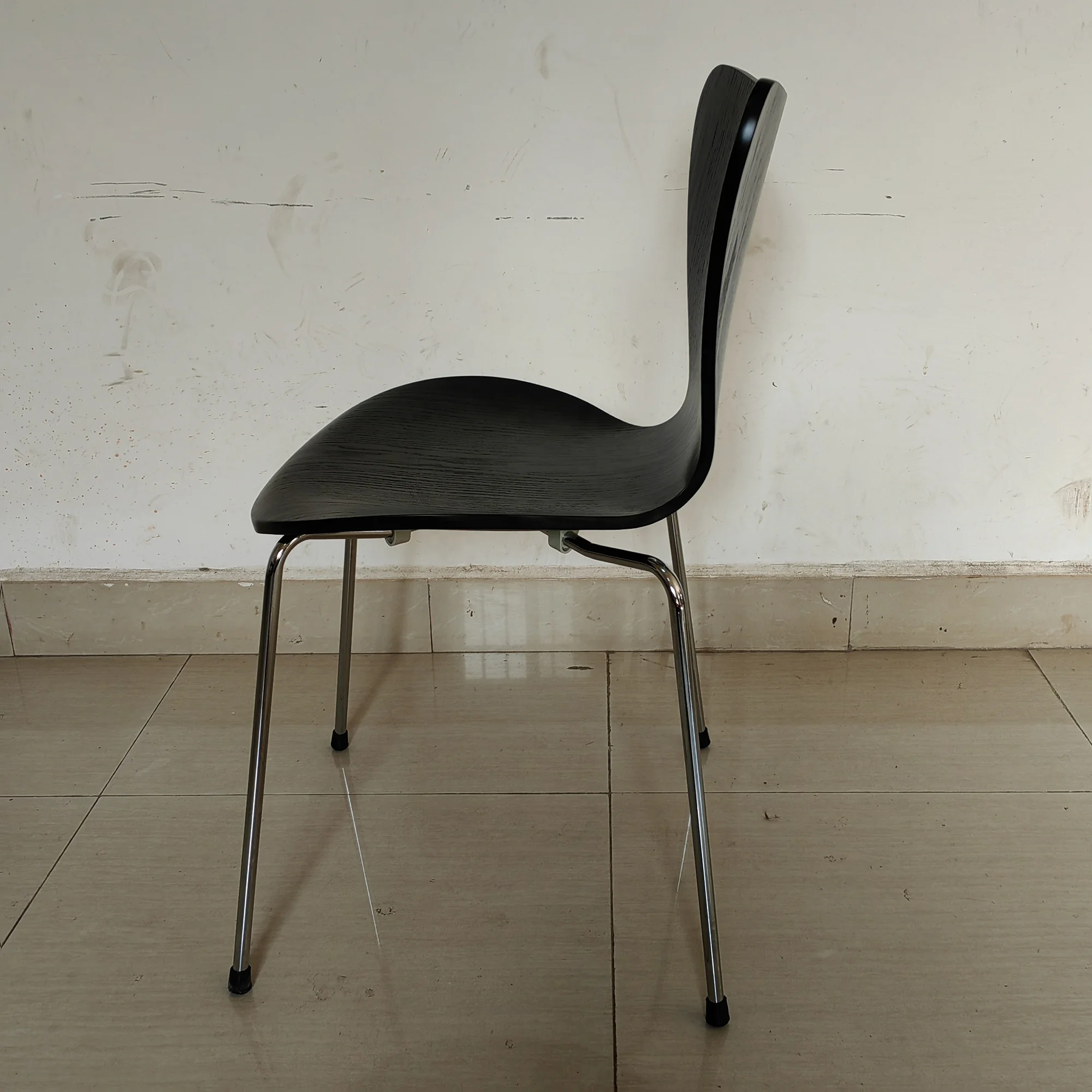 chromed Metal Leg  plywood black ash   Dining Chair