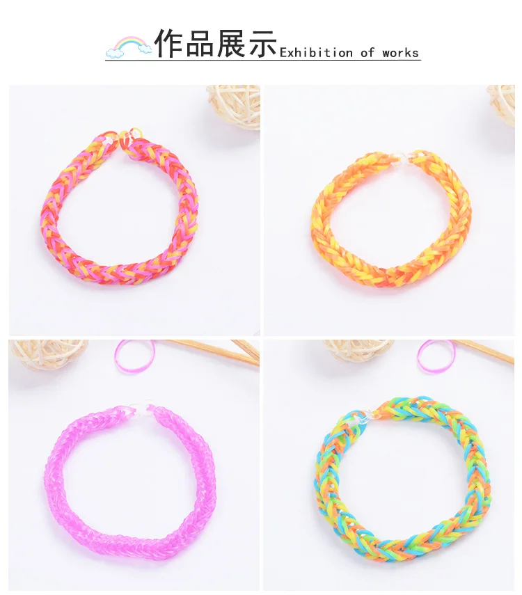 Hot DIY Kids Gifts Handmade Bracelets Sets Colorful Loom Rubber Bands Kits for Kids Educational Toys