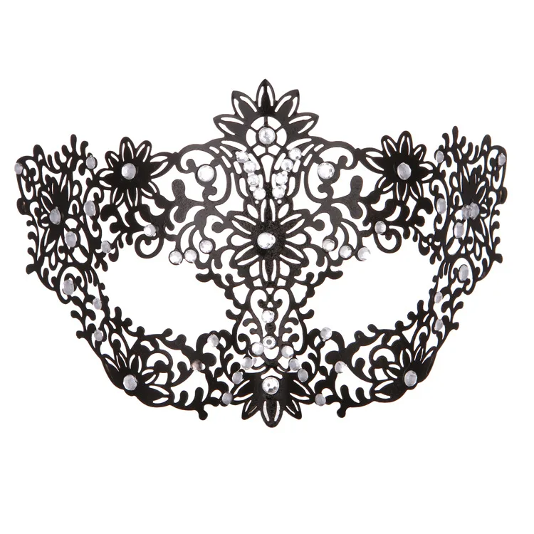 Allogogo Venetian Masquerade Black Women Shiny Rhinestone Eye Party Masks Carnival Ball Prom Masks