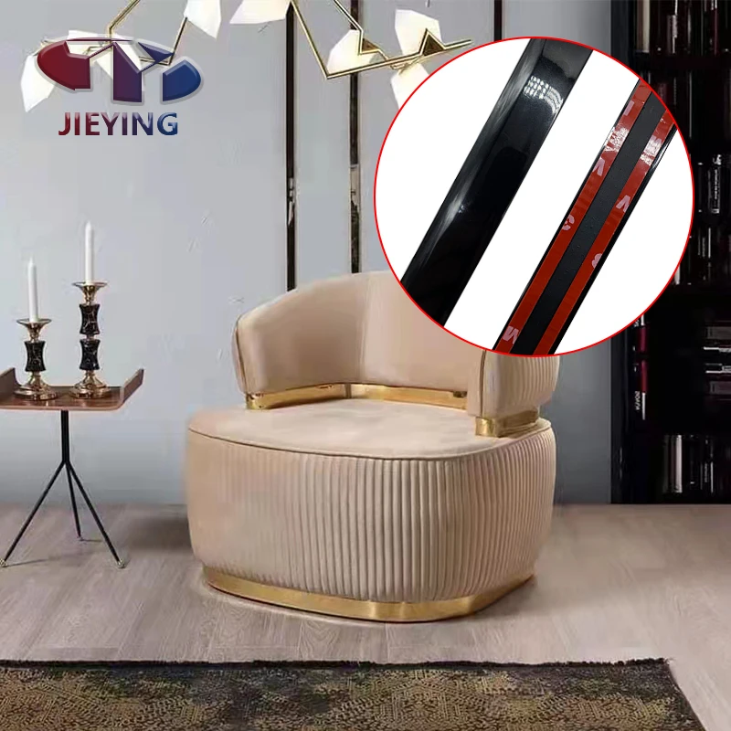 JIEYING High Quality Chrome Black Adhesive PVC Plastic Edge Banding for Furniture and Sofa Decoration Stirp