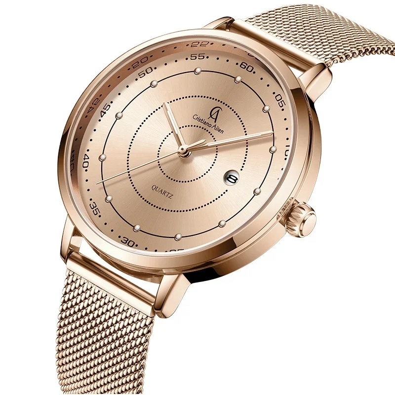 Cristiano Aillen CA0838 Hot Selling Minimalist Business No Blue Glass  Automatic calendar Men Wrist Watch