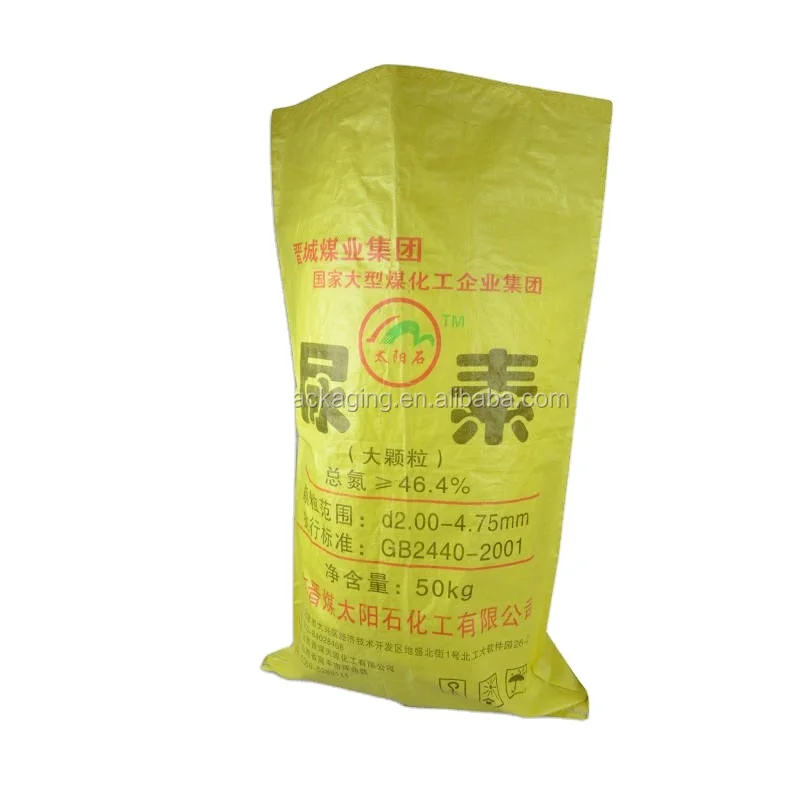 Yellow Color Plastic Pp Woven Packaging Bags Price For 10kg 25kg 50kg Rice, Urea Fertilizer, Feed
