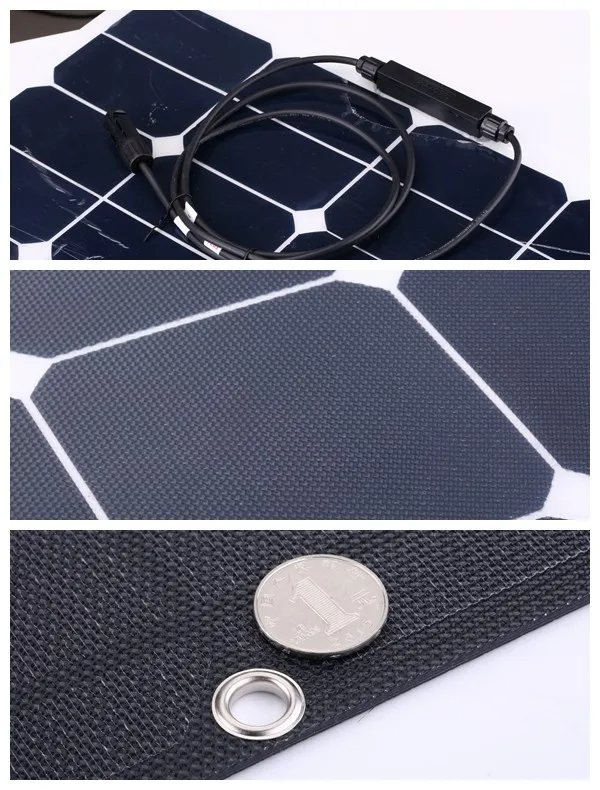 OEM/ODM Caravan Marine Use Sunpower Cell ETFE/PET Semi Flexible Solar Panel 20W 18V