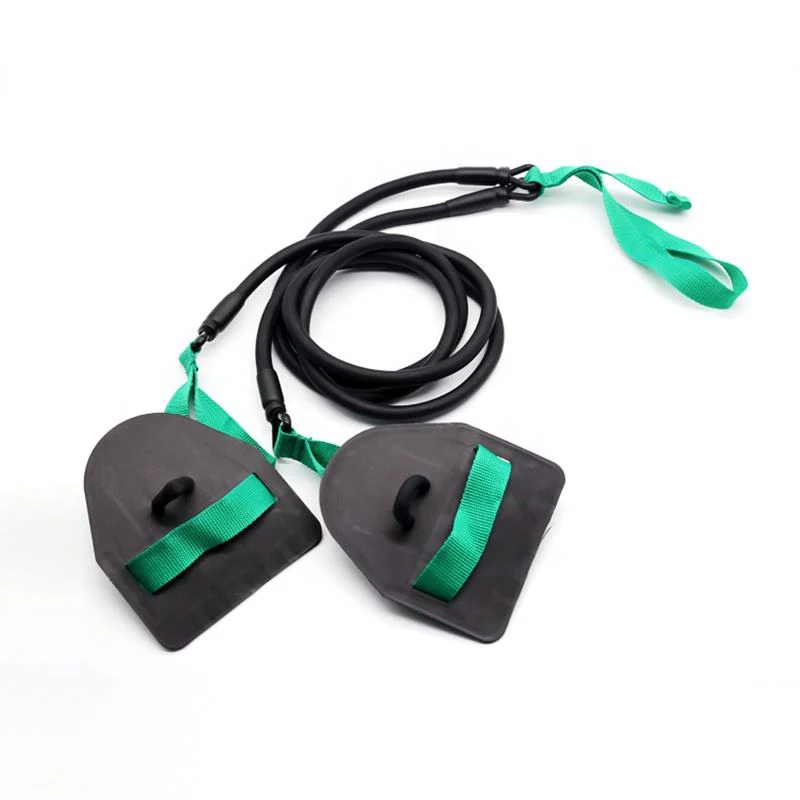 Swimmer Use Dry Swim Training Exercise Equipment with Hand Paddles