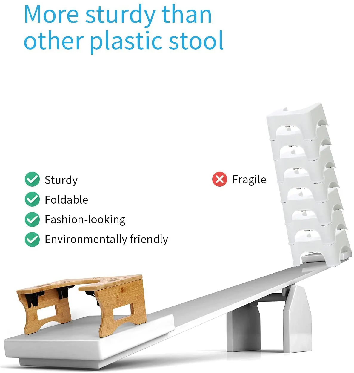 Складной Туалет squatty горшок стул с немонтажный 7 дюймов бамбука приседании и туалетный стульчак для ванной комнаты