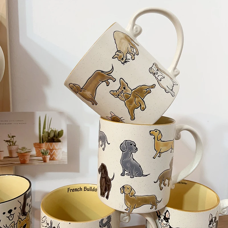 Available Water Cup Popular Animal Coffee Milk Drink Mug Creative Cute Underglaze Colour 650ml Dog Cat Dachshund Cups for home