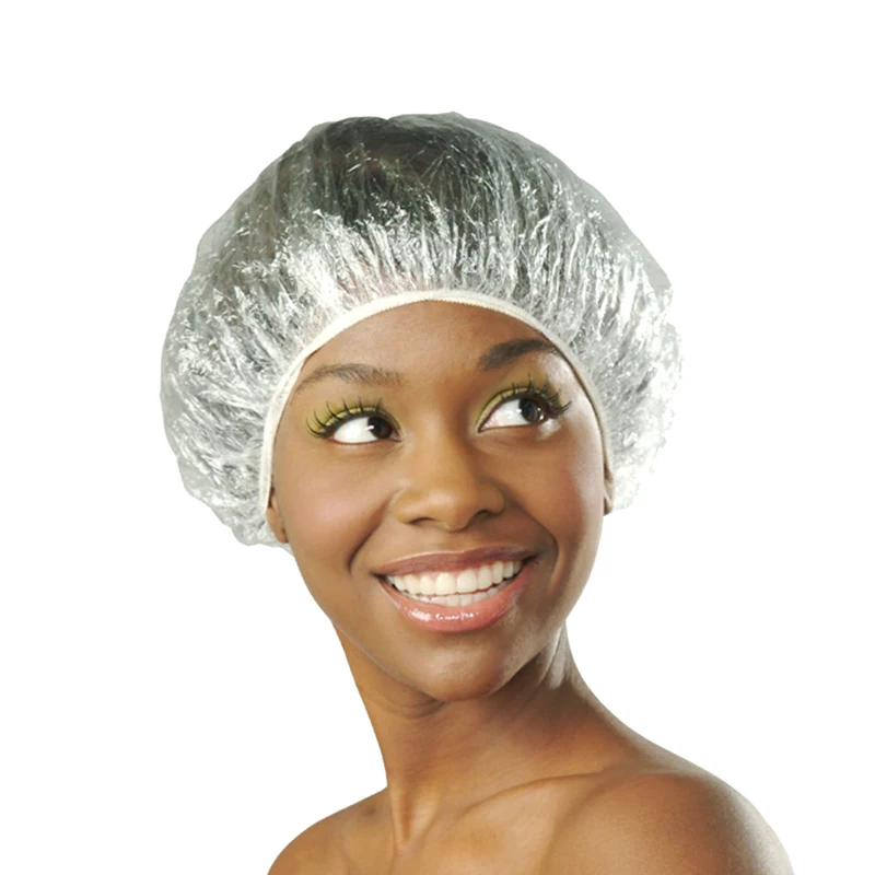 Unisex Waterproof PE Hair Cap for Hair Dyeing Anti Dust Disposable PE Shower Cap Transparent
