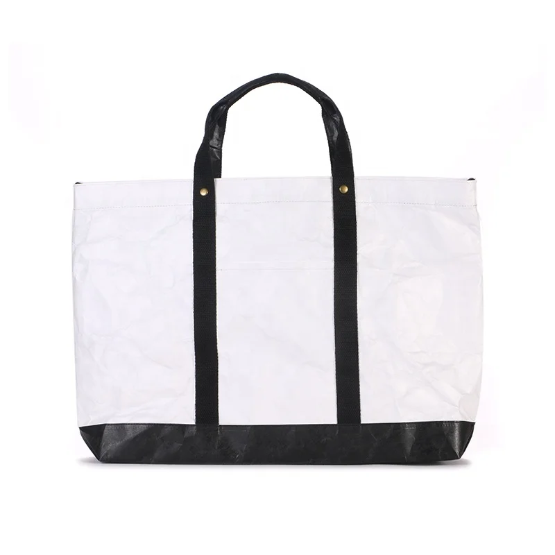 High quality White tyvek foldable shopping bag Reusable waterproof tyvek paper handbag Custom tyvek tote bag
