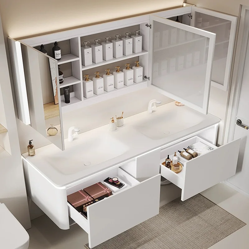 Wholesale Single Single Modern Wooden Panel Bath Cabinet Bathroom Vanities With Mirror Sink