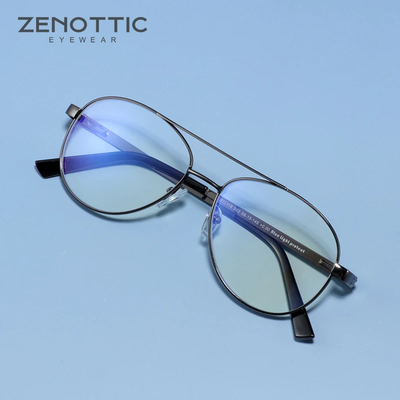 2021 Wholesale Vintage Round Anti Blue Light Glasses Metal Pilot Double Bridge Optical Glasses for Men Women
