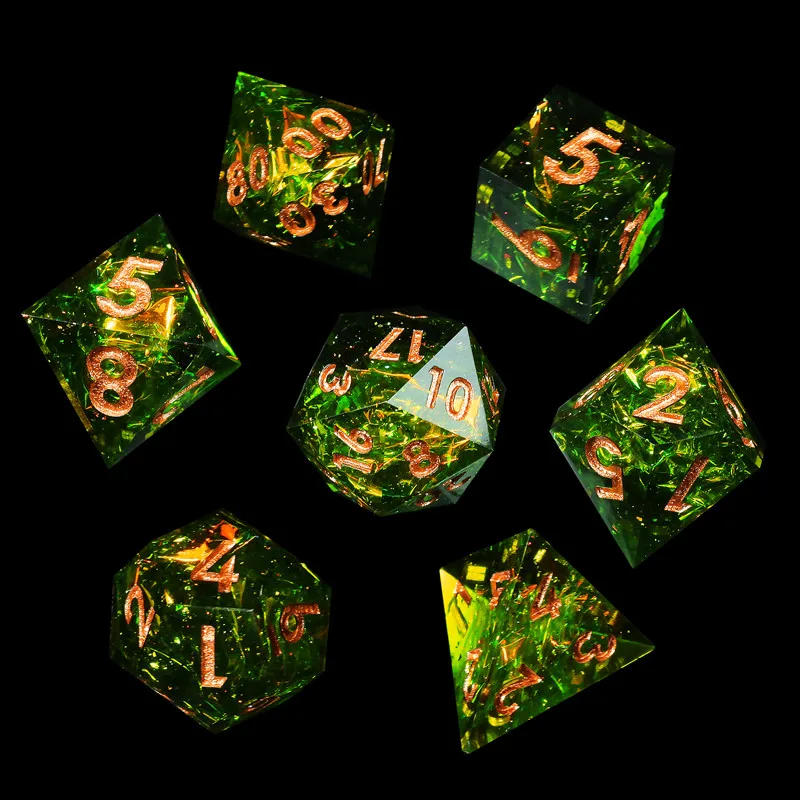 MINI PLANET DND Dice Set Handcrafted Resin Dice with Sharp Edges Dungeons and Dragons Flower Dice D&D For TRPG Board Games