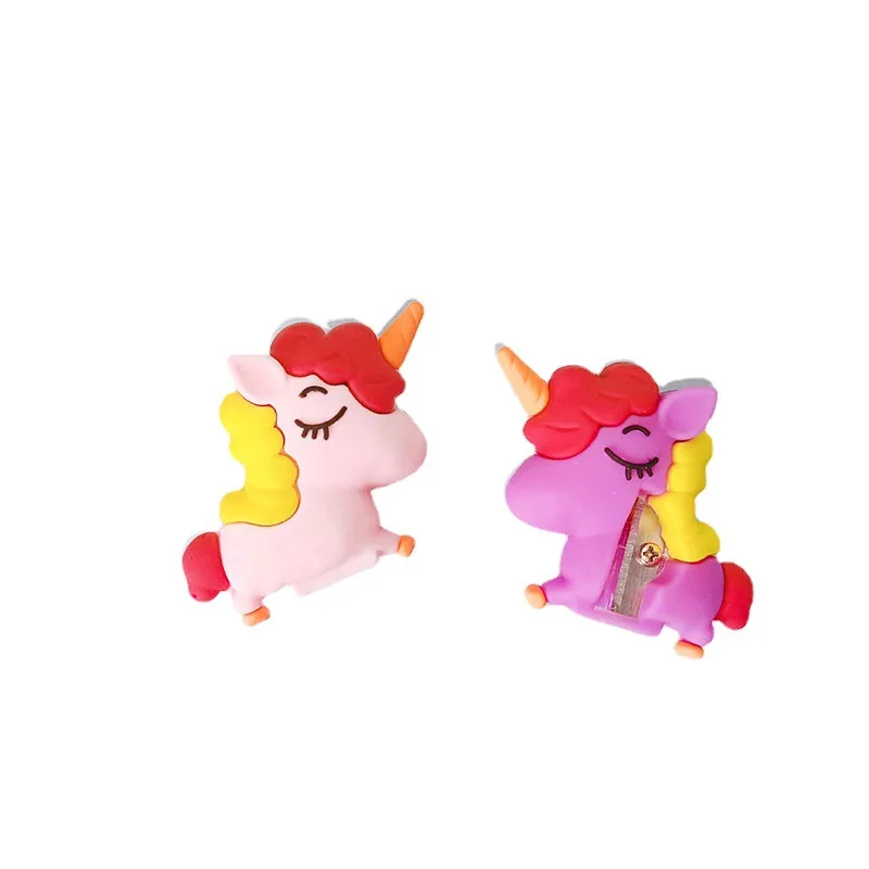 Customizable Pvc Soft Glue Unicorn Pencil Sharpener Cartoon Cute Animal Student Pencil Sharpeners For Kids School Stationery