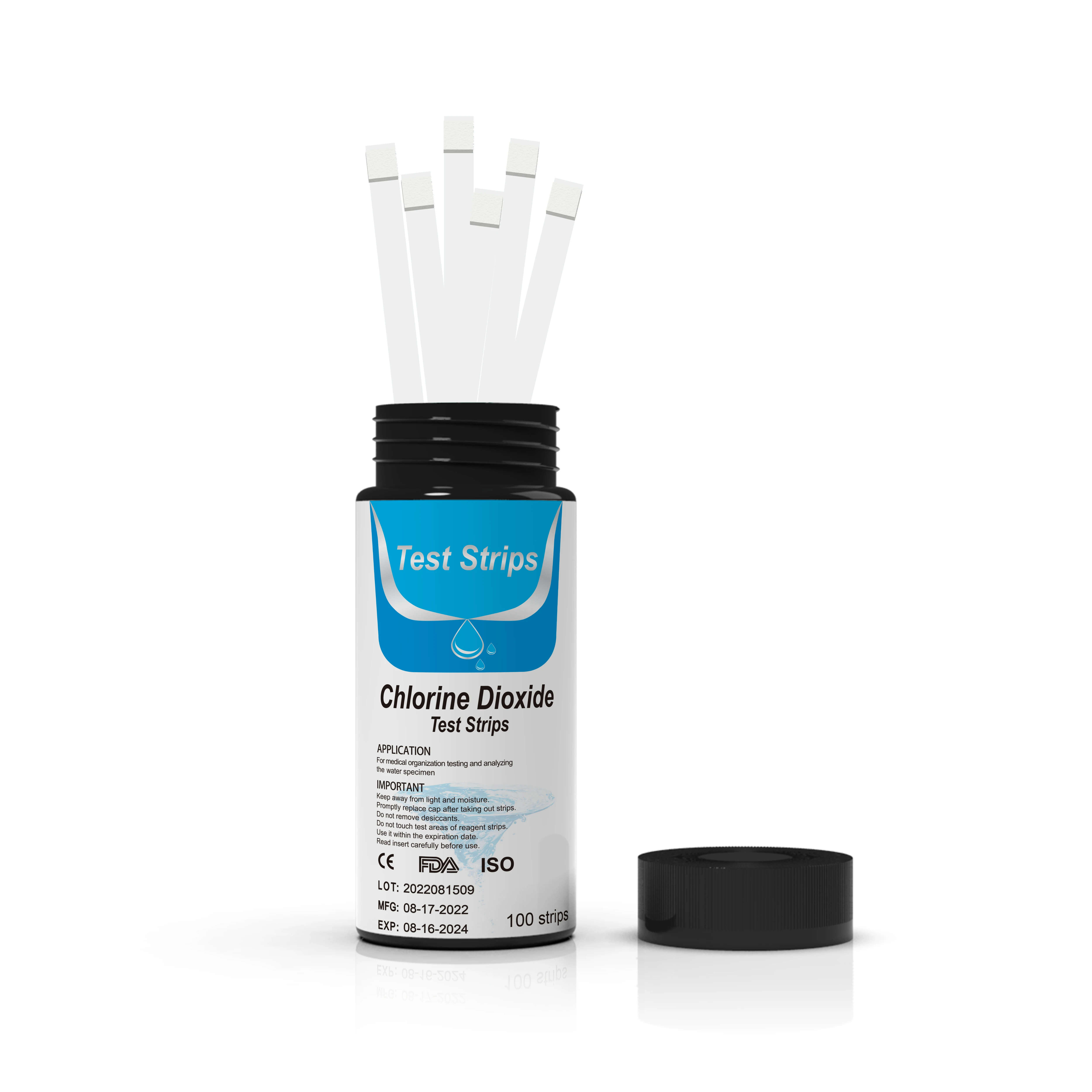 ClO2 Water Test Testing Kit 0-2000ppm, for Swimming pool, Household, Chlorine dioxide Water Test Strips