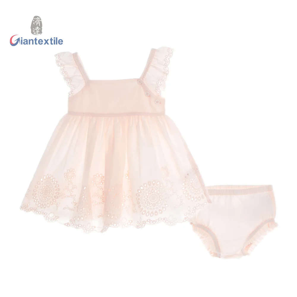 New Arrival Wholesale INS Baby Girls Lace Pink Solid Sling 100% Cotton Jumpsuit Summer Baby Set Clothes 0-3Y