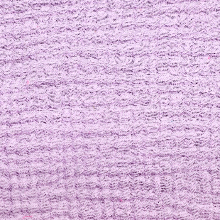 Many color plain dyed 100% cotton woven pleated crepe airflow double gauze fabric for baby dress sleepwear