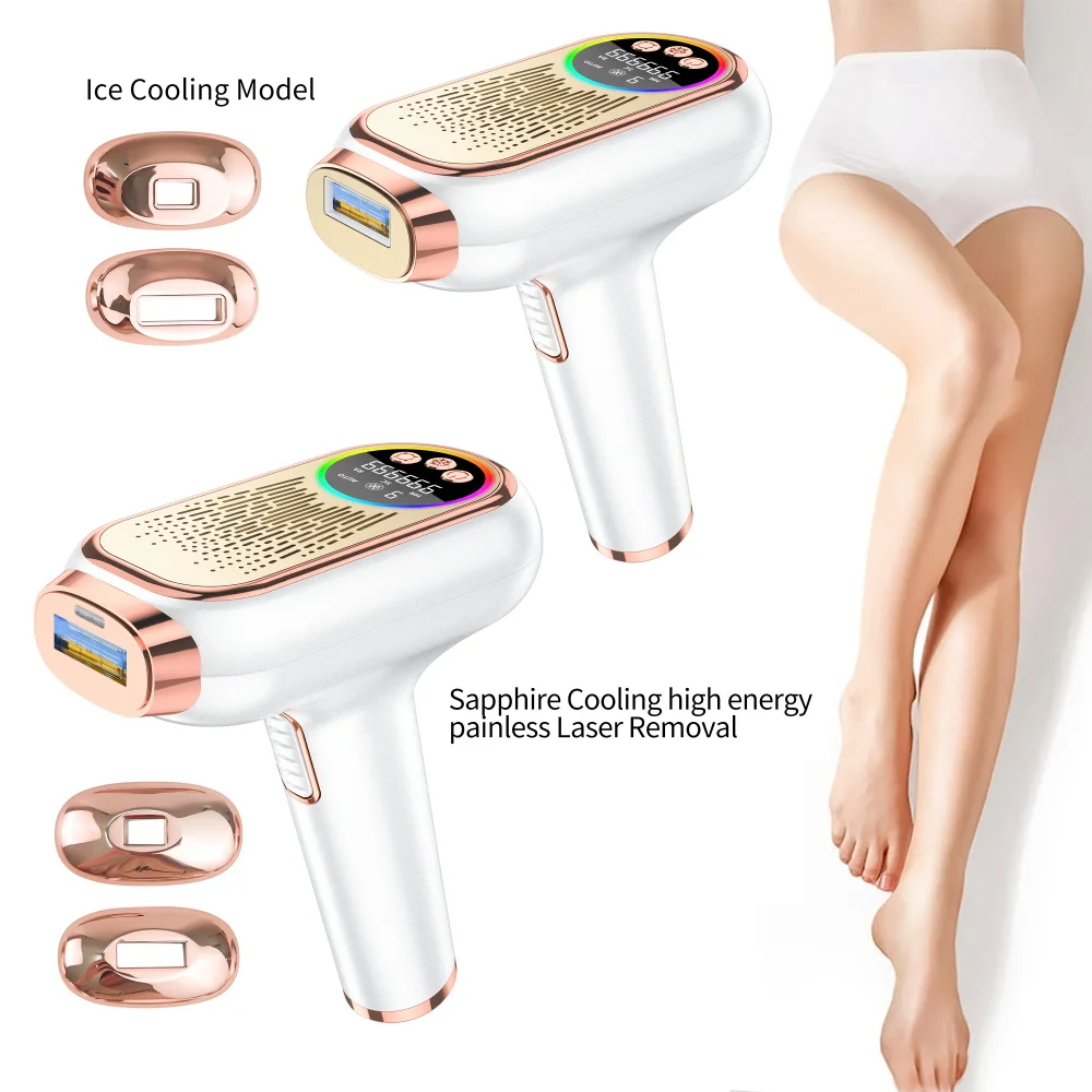 Portable 9 energy levels ipl hair removal painless ice cooling machine home use permanent 3 function laser hair removal device