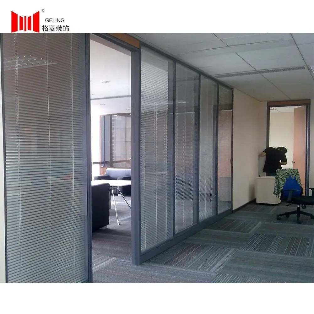 Classical double glass aluminum sound proof modular cheap price fixed detachable office partition wall