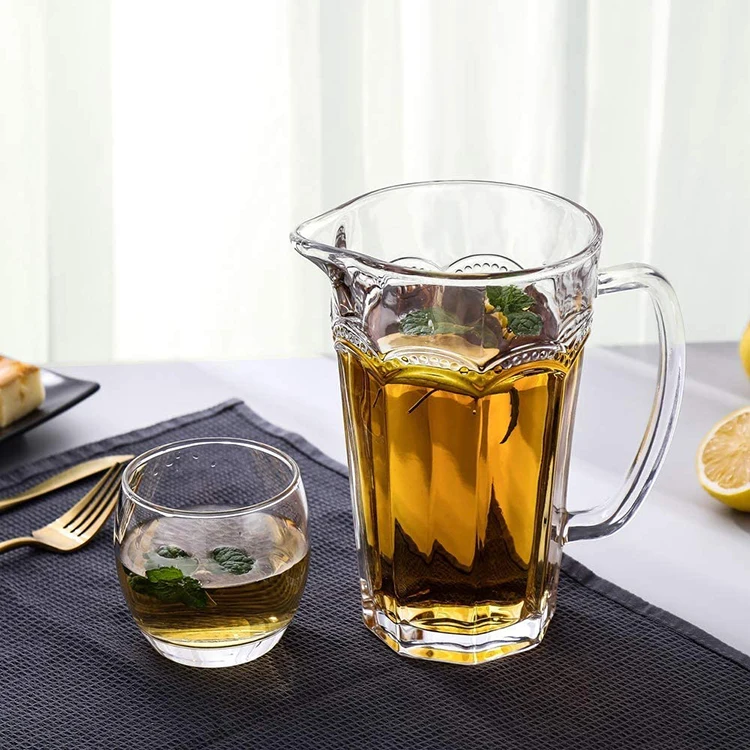 Glass drinking jug High quality 1L glass Jug glass Pitcher With Custom Logo