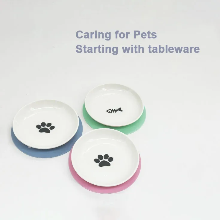 Factory direct cute fish bone kitten paw pattern cat bowl silicone odourless waterproof non-slip mat cat supplies