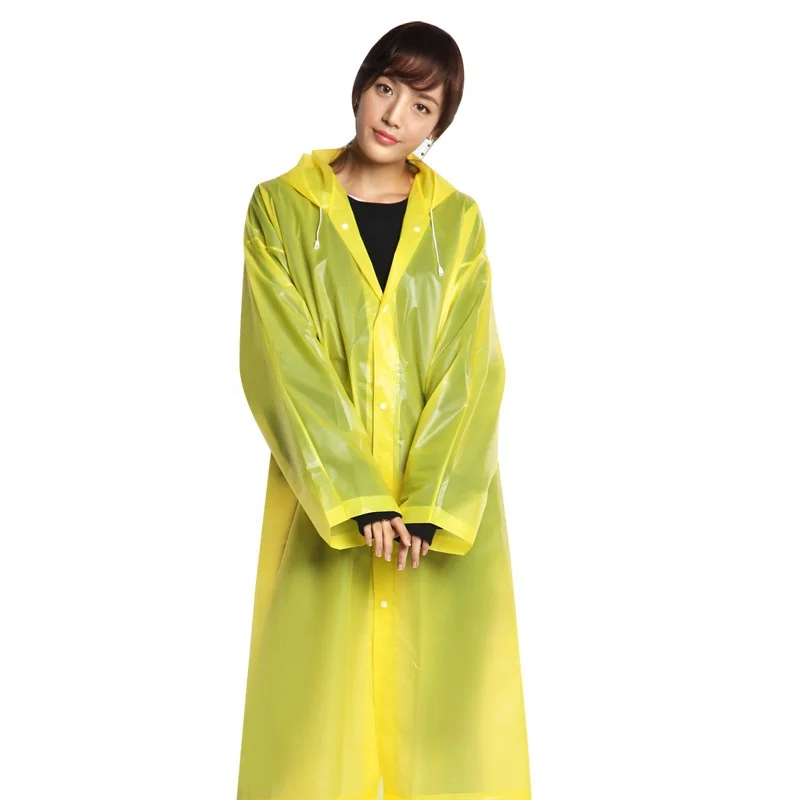 Waterproof Reusable Thick EVA Rain Jacket Raincoats for Adults with Drawstring Hoods and Sleeves Outdoor usage