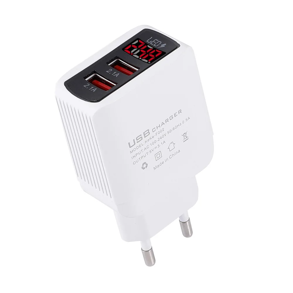 Hot-selling high-quality data shows that travel charger 5V/2.1A power supply digital display USB mobile phone charger