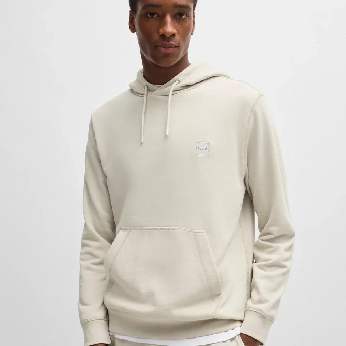 Manufacturer 100% Cotton Custom Men Oversized Embossed Padding Woven Logo Patch French Terry 500GSM Heavyweight Boxy Hoodie