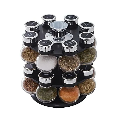 16 PCS Revolving Spice Bottle Rack with stand holder, Rotary spice bottle rack seasoning jars set