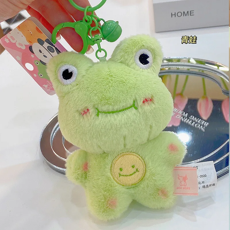 New Creative Stuffed Plush keychain Cartoon Decompression Press to sound Smile Animal Plush Keychain