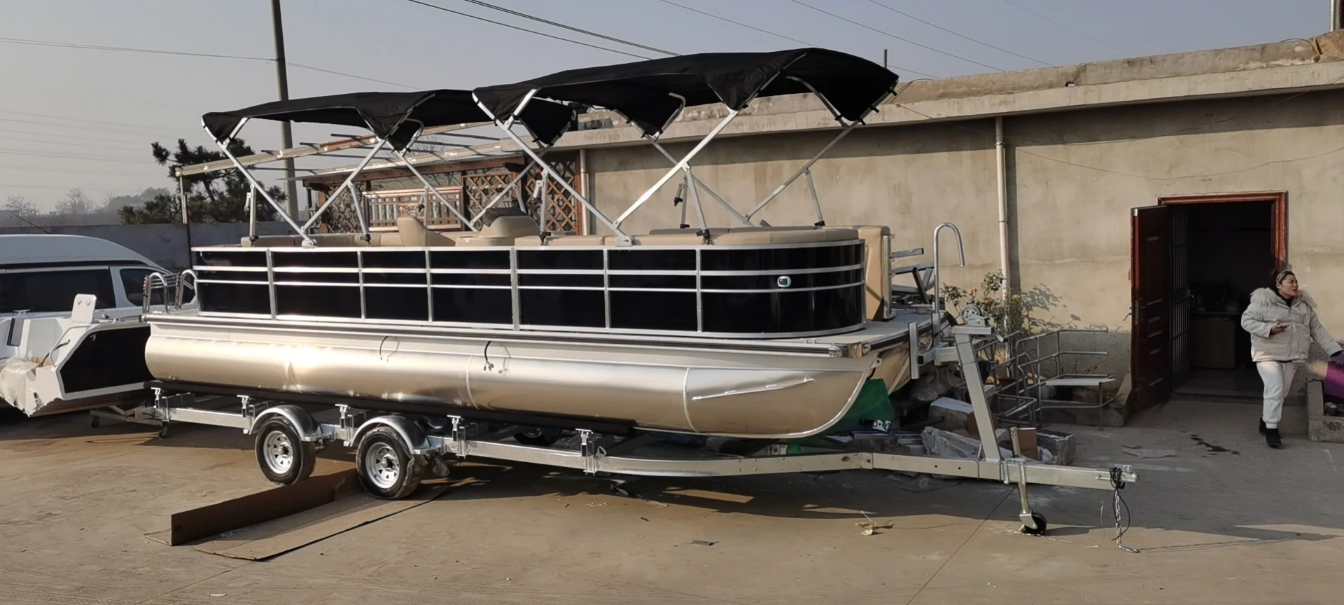 Gospel boat 7.6m 25ft aluminum luxury pontoon boat for family party and recreation