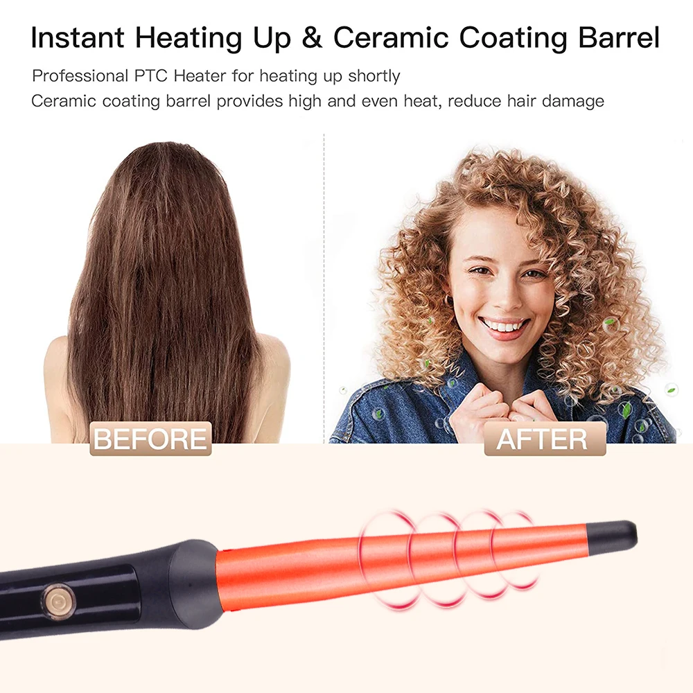 INFINITI PRO Electric hair curler wand with 1 inch to 1/2 inch