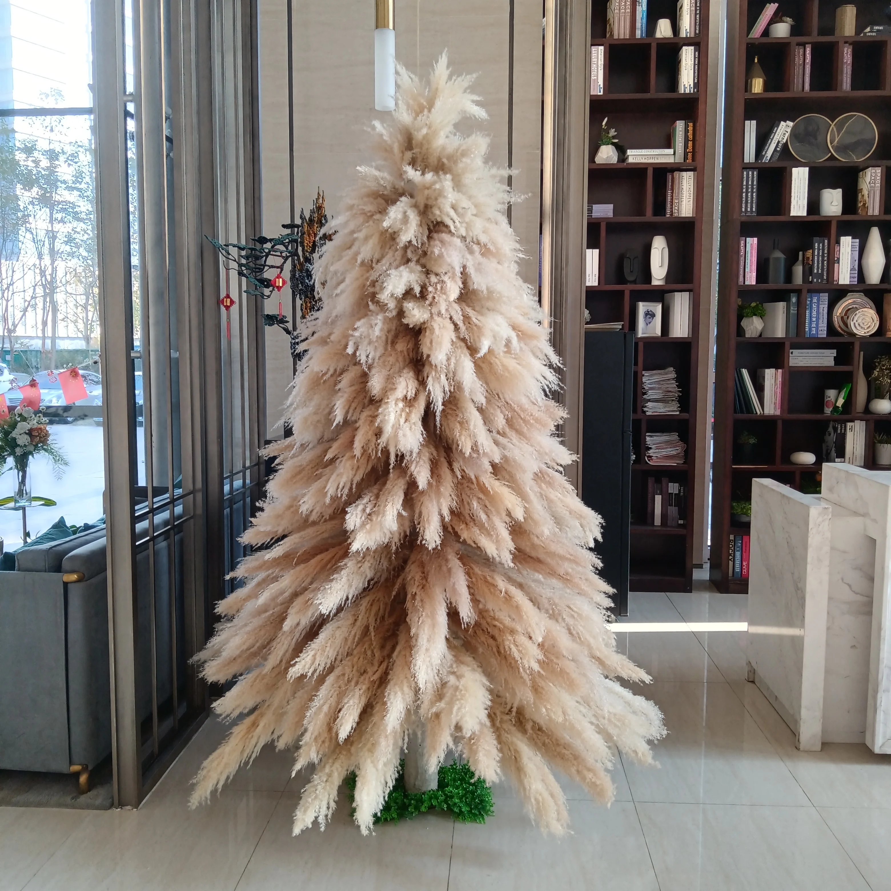 B0484 indoor home decor natural pampas christmas trees fake pampas artificial large pampas grass tree for Christmas tree