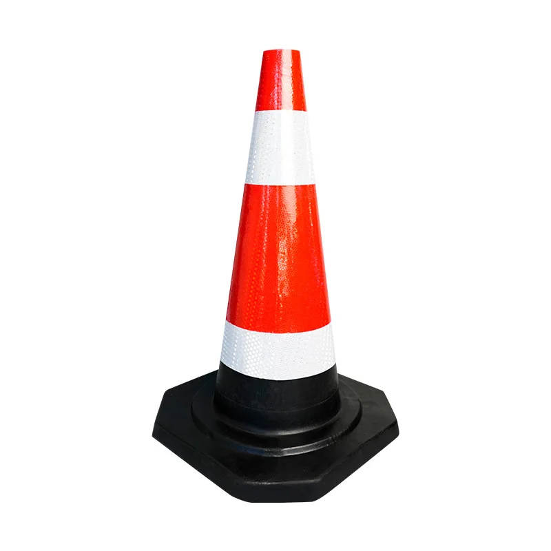 Rubber road warning traffic reflective square black drum wholesale block car road cone
