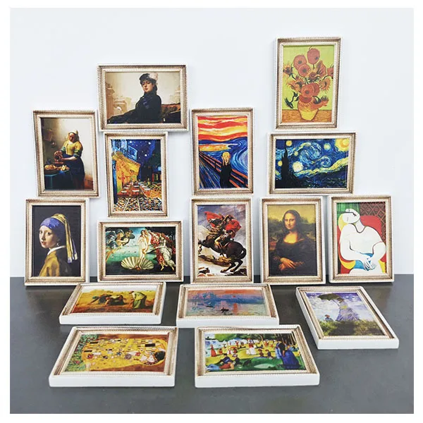 3d resin world famous painting picture frame fridge magnet Van Gogh oil painting Starry night Sunflower home decoration magnet