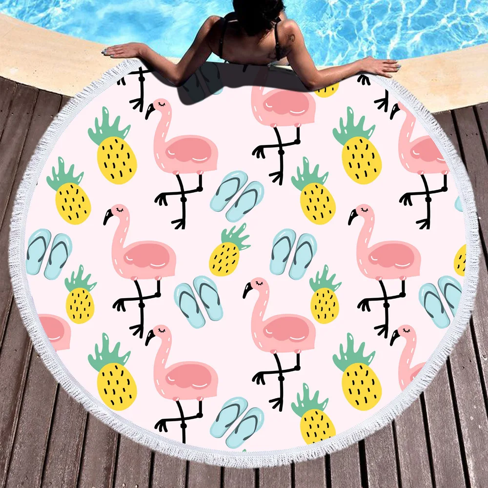 Printed Logo Customized design thick large round beach towel