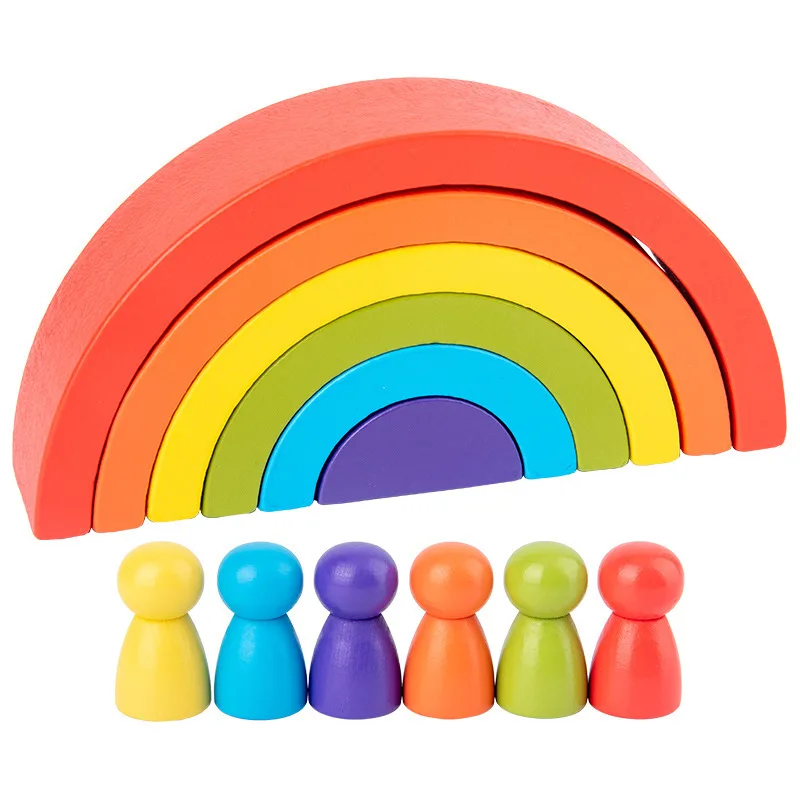 Wooden Rainbow Stacking Toys assembly wooden toy for kids educational wooden toys