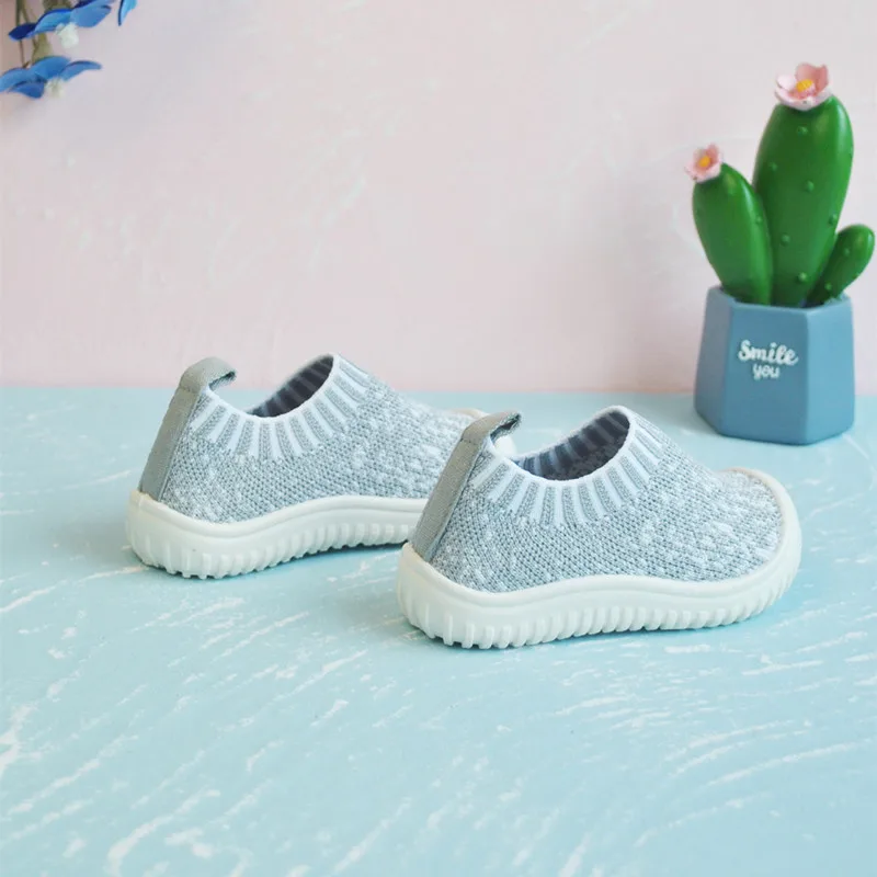 
Fly Weave Fabrics Two Solid Colors Slip-on Shoes Children School Casual Shoes 