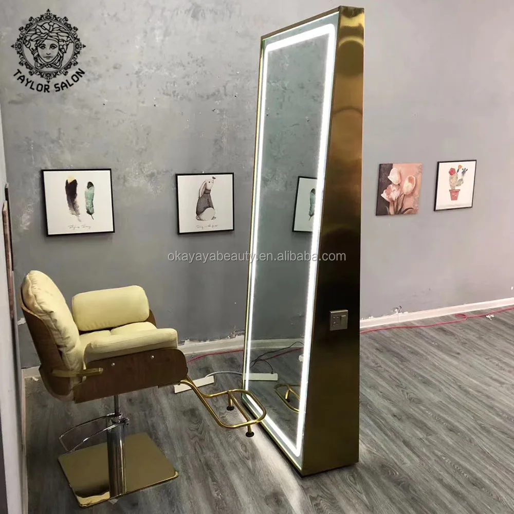 2022 saloon furniture salon station double sided hair styling stations barber mirror station