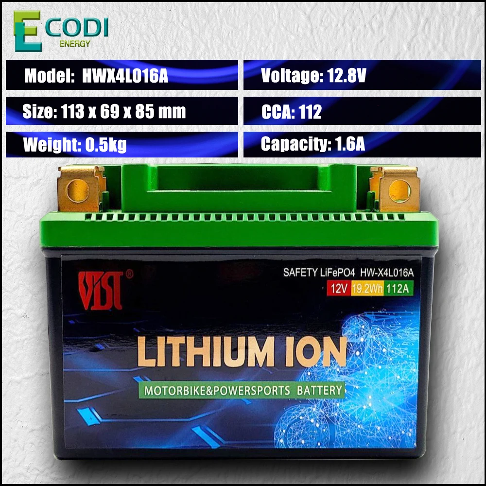 Motorcycle battery lithium 12v 1.6Ah 2Ah 3Ah 4Ah 5Ah 7Ah 8Ah 9Ah 10Ah maintenance free motorcycle lithium battery for motor bike