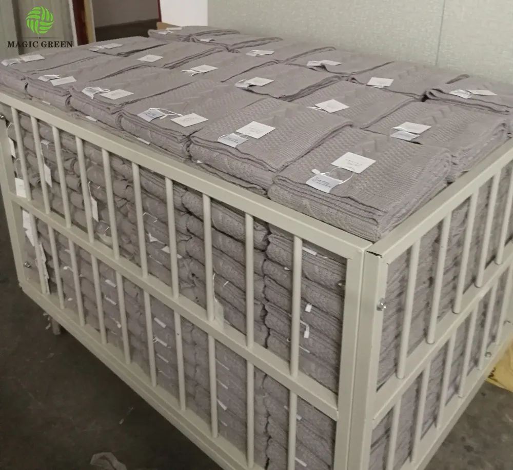 GOTS certificate zero defect 100% organic cotton cable knitted wrap baby throw blanket