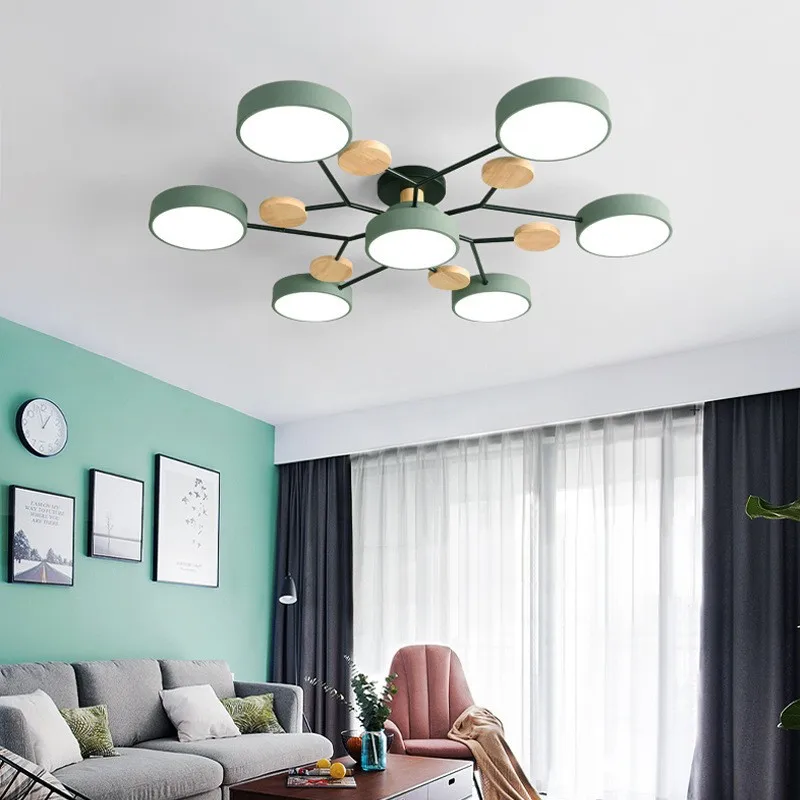 Nordic Home ceiling lighting chandelier Macaron wood led ceiling light for living room hotel dinning room