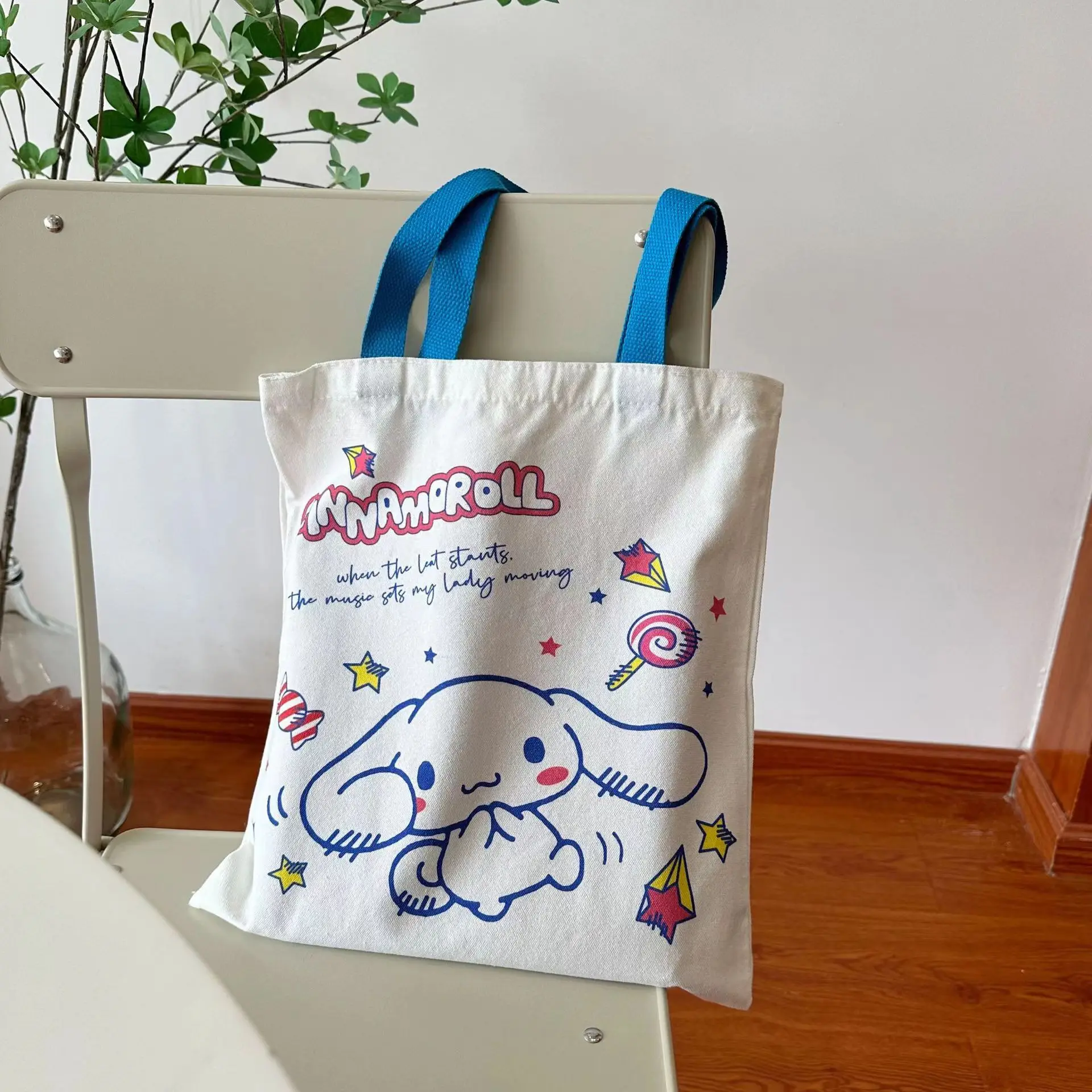 stock Kawaii Student Tutorial Bag Cute Cartoon Anime Kuromi Melody Kitty Shopping Bags Canvas Sanrioes Shoulder Bag