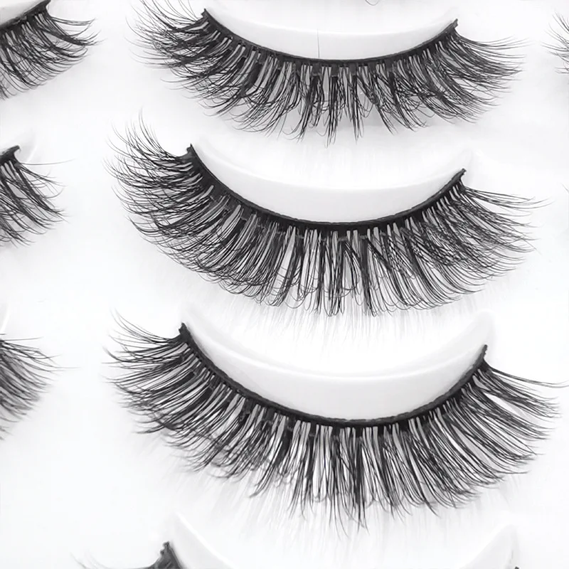 20 Pairs 3d Soft Mink False Eyelashes Handmade Wispy Fluffy Long Lashes Natural Faux Mink Lash Trays Qingdao Eyelash