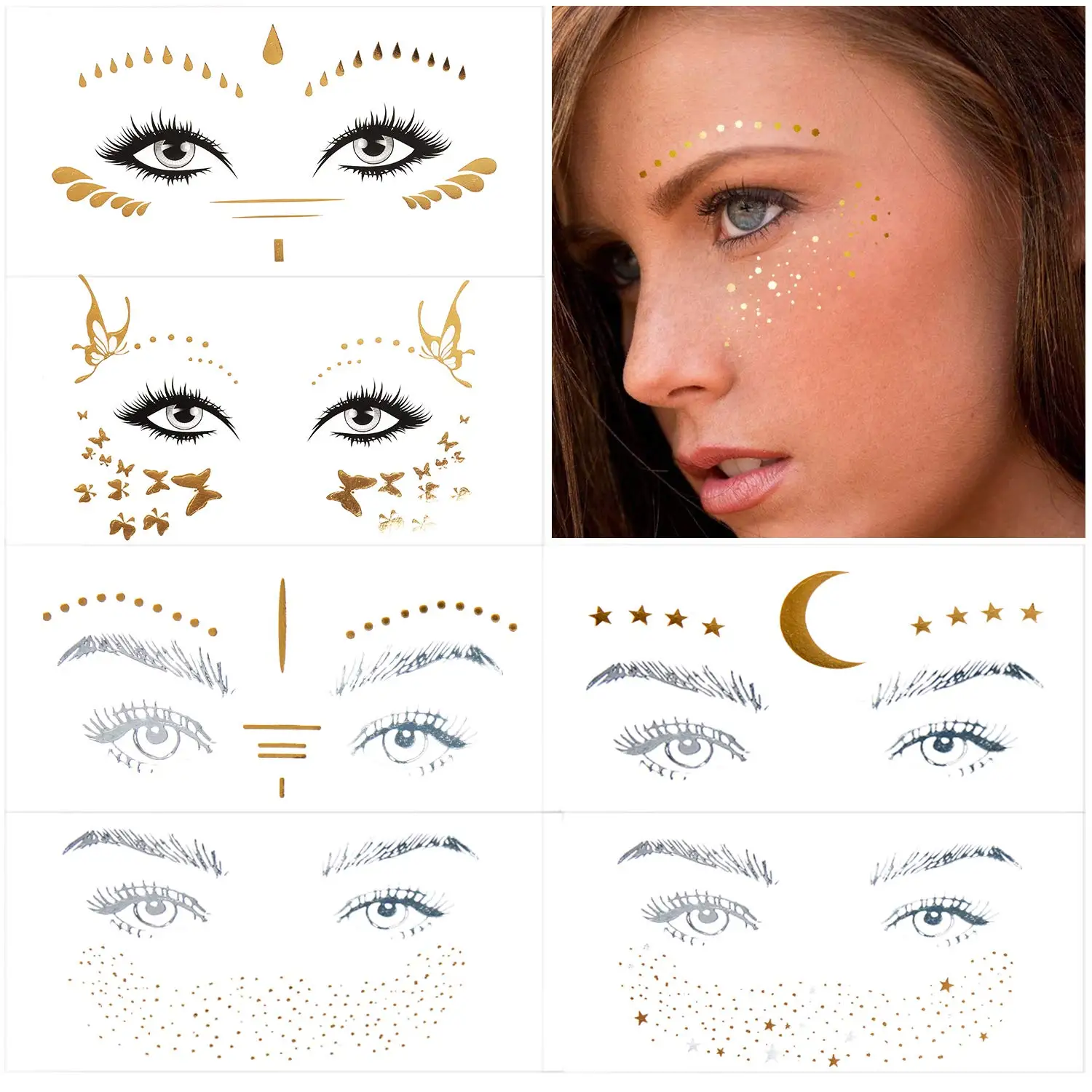 Face Tattoos Sticker Freckle Sticker for Women Face Temporary Tattoo Water Transfer Tattoo for Professional Makeup Dancer