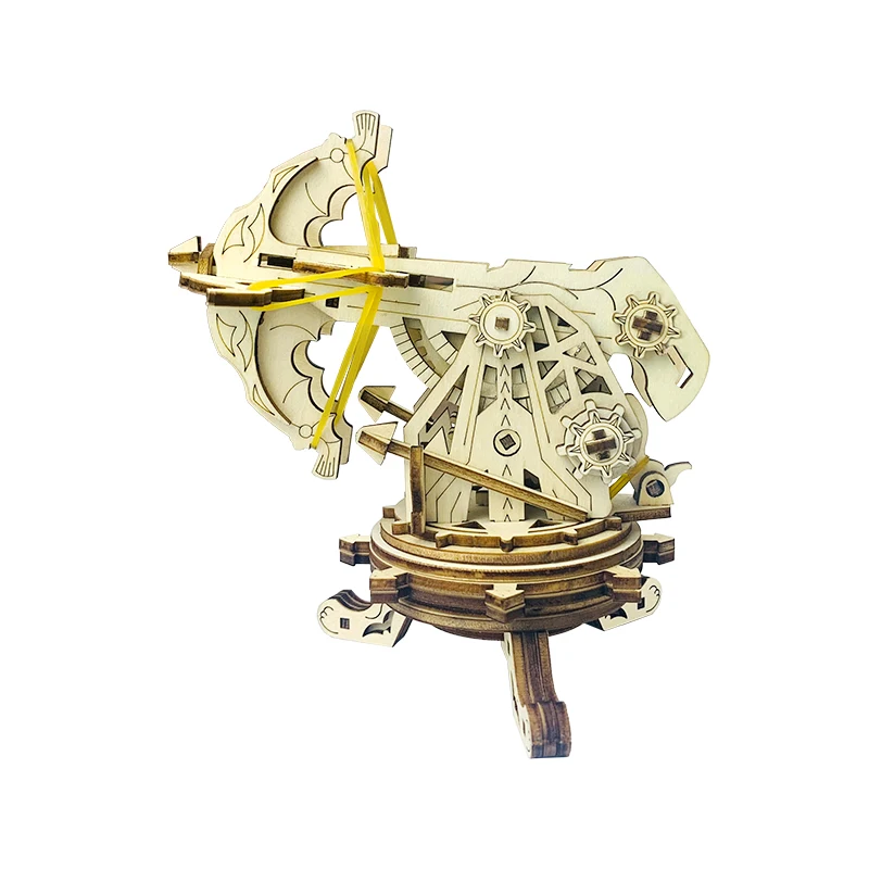 3D Wooden Puzzles for Adults DIY Wooden Ballista Launcher Toy Building Model Kits STEM Projects Toys for Children